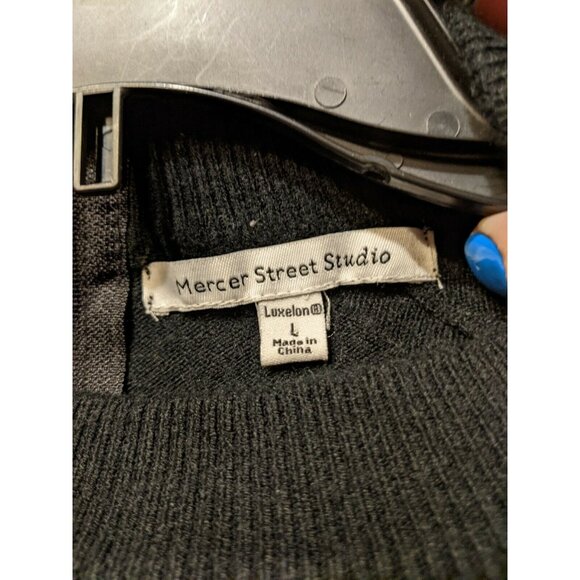 Mercer Street Studio Black Mock Turtleneck Sweater Size L Luxelon - Picture 3 of 4